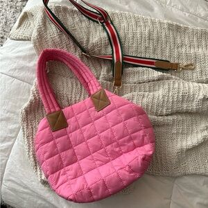 Mini pink puffer bag